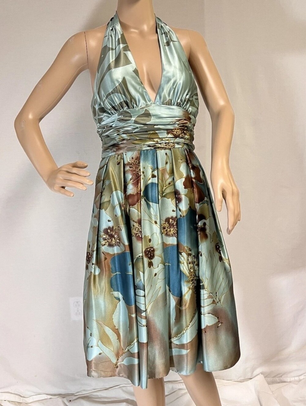 Adrianna Papell Womens 100% Silk Dress 10P Floral Fairy Feminine Whimsy Beaded